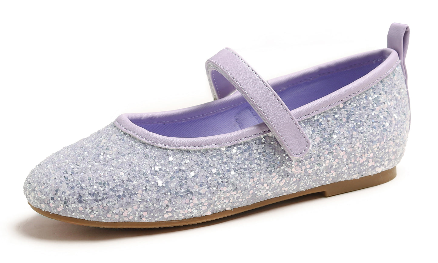 Feversole Girls Cute Dress Mary Jane Shoes Soft Party Holiday Ballet Flats Glitter