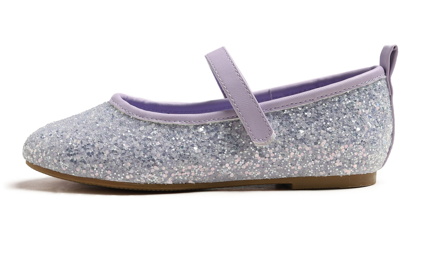 Feversole Girls Cute Dress Mary Jane Shoes Soft Party Holiday Ballet Flats Glitter