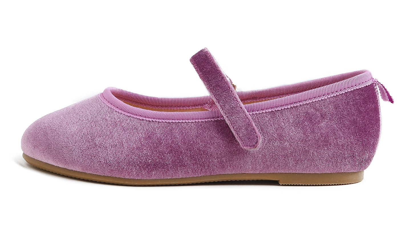 Feversole Girls Cute Dress Mary Jane Shoes Soft Party Holiday Ballet Flats Velvet