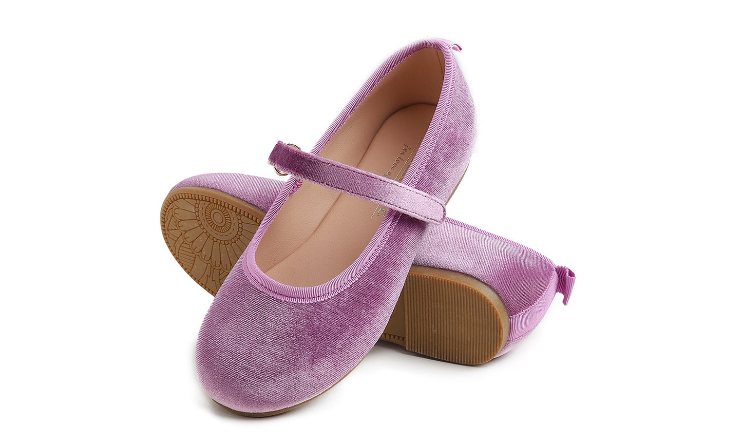Feversole Girls Cute Dress Mary Jane Shoes Soft Party Holiday Ballet Flats Velvet