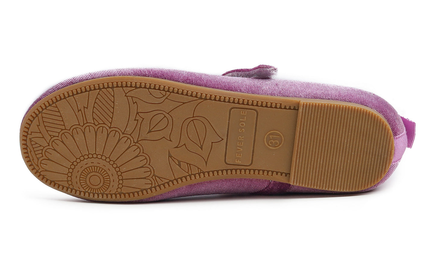 Feversole Girls Cute Dress Mary Jane Shoes Soft Party Holiday Ballet Flats Velvet
