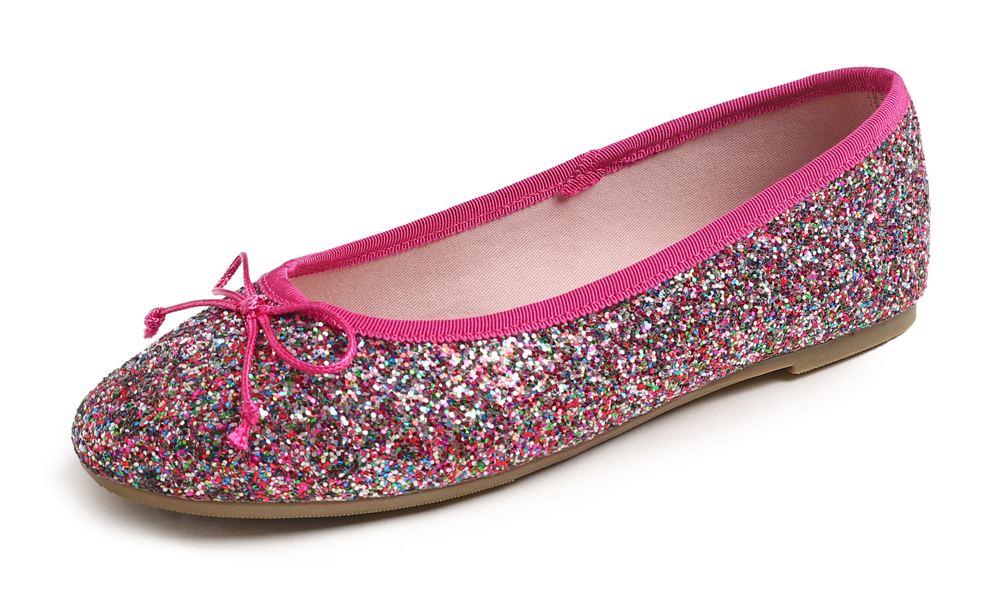 Feversole Women's Sparkle Memory Foam Cushioned Colorful Shiny Ballet Flats Glitter