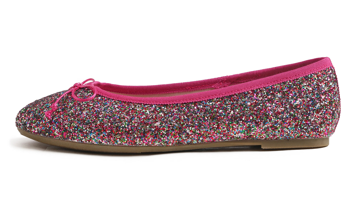 Feversole Women's Sparkle Memory Foam Cushioned Colorful Shiny Ballet Flats Glitter