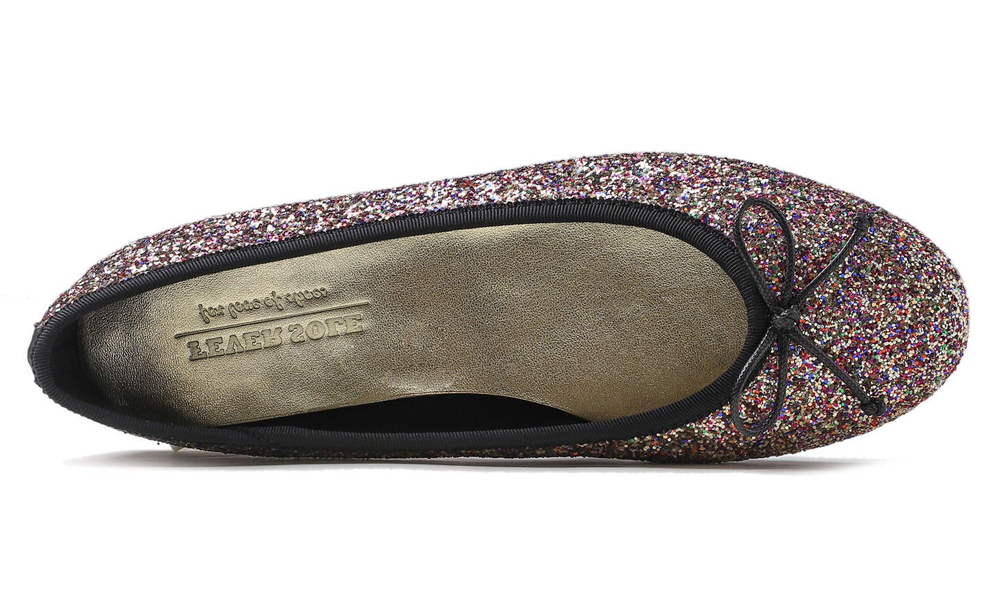 Feversole Women's Sparkle Memory Foam Cushioned Colorful Shiny Ballet Flats Glitter