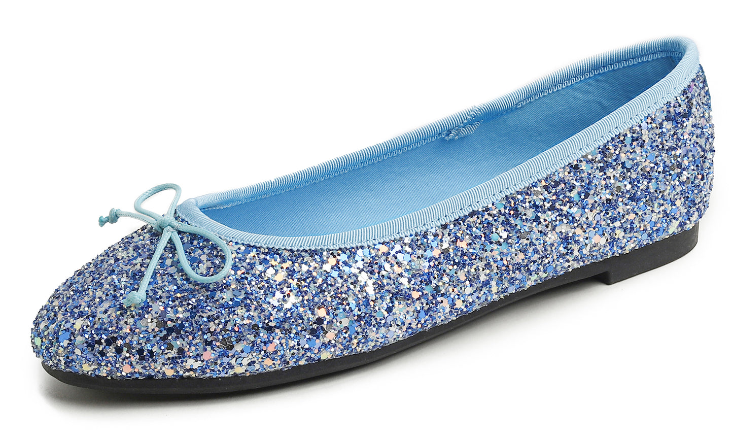 Feversole Women's Sparkle Memory Foam Cushioned Colorful Shiny Ballet Flats Glitter