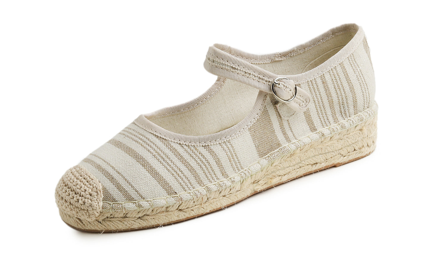 Feversole Close Toe Espadrilles Women's Comfort Breathable Ankle Strap Low Heel Wedge Canvas Jute Mary Jane