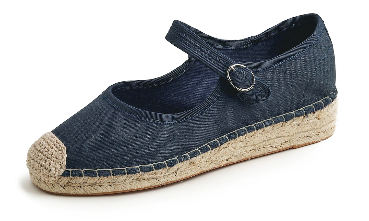 Feversole Close Toe Espadrilles Women's Comfort Breathable Ankle Strap Low Heel Wedge Canvas Jute Mary Jane