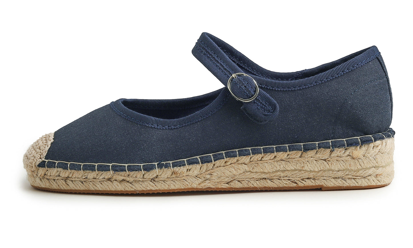 Feversole Close Toe Espadrilles Women's Comfort Breathable Ankle Strap Low Heel Wedge Canvas Jute Mary Jane