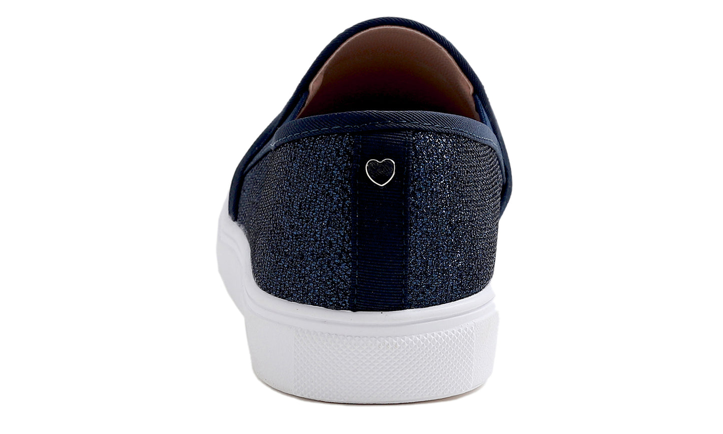 Feversole Women's Fashion Slip-On Sneaker Casual Flat Loafers Shiny Lurex