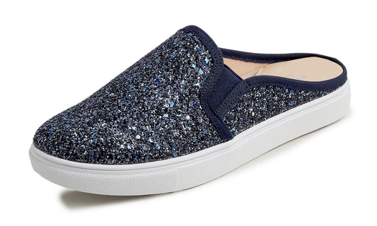 Feversole Women's Sport Mules Slip On Loafers Fashion Backless Sneakers Glitter