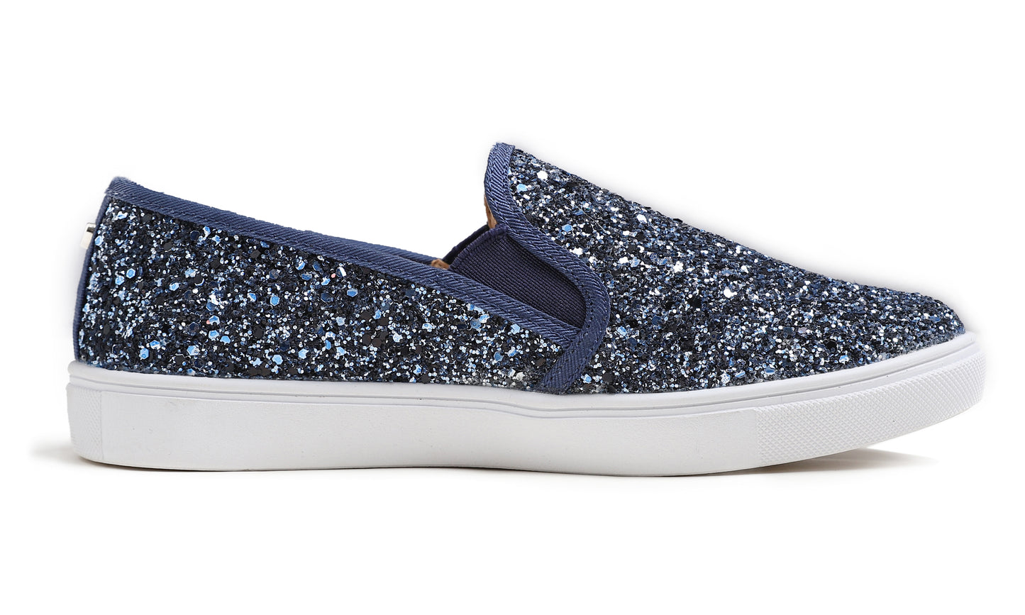 Feversole Women's Fashion Slip-On Sneaker Casual Flat Loafers Shiny Glitter