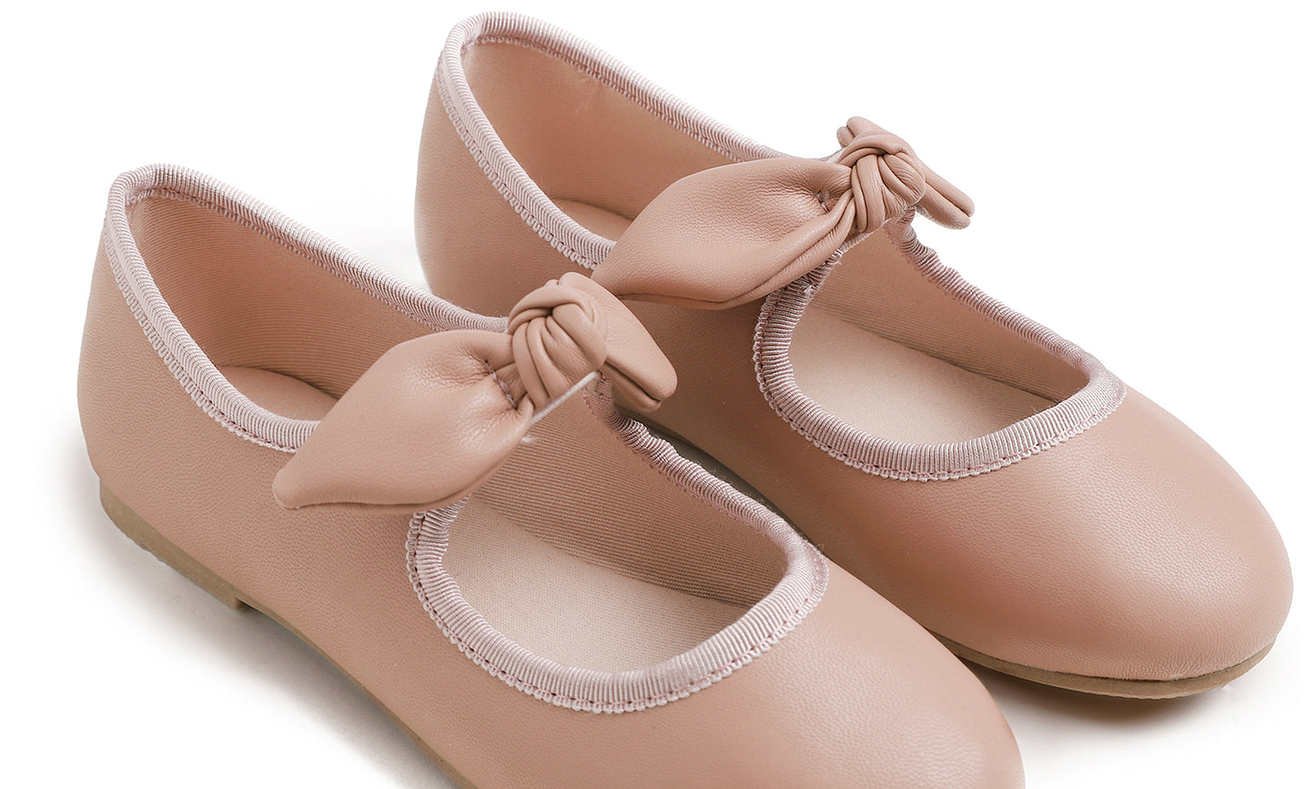 Feversole Girls Cute Dress Mary Jane Shoes Little Kids Casual Buckle Strap Flats Vegan Leather Bow Elastic