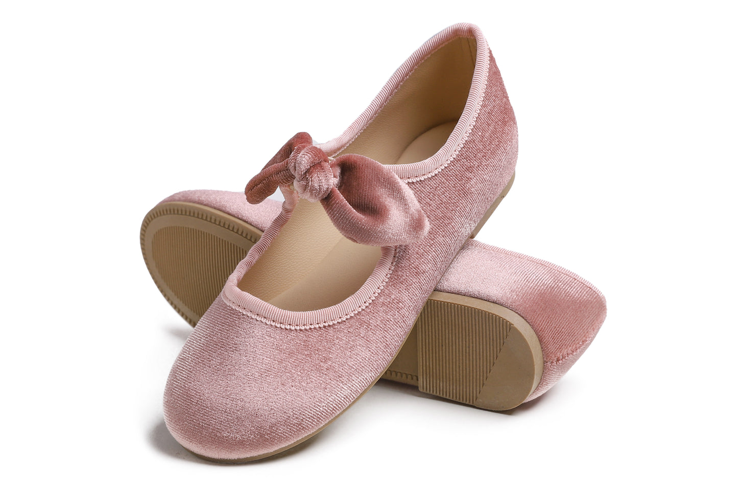 Feversole Girls Cute Dress Mary Jane Shoes Little Kids Casual Buckle Strap Flats Velvet Bow Elastic
