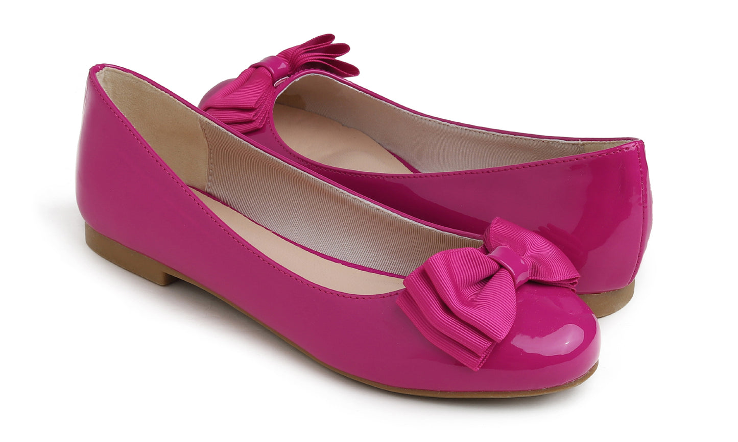 Feversole Women's Round Toe Cute Bow Trim Ballet Flats