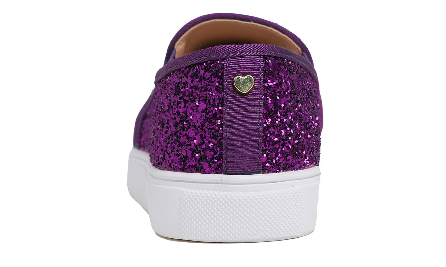 Feversole Women's Fashion Slip-On Sneaker Casual Flat Loafers Shiny Glitter
