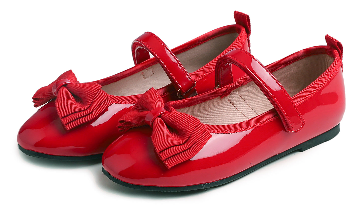 Feversole Girls Cute Dress Mary Jane Shoes Soft Party Holiday Ballet Bow Tie Patent Vegan Leather