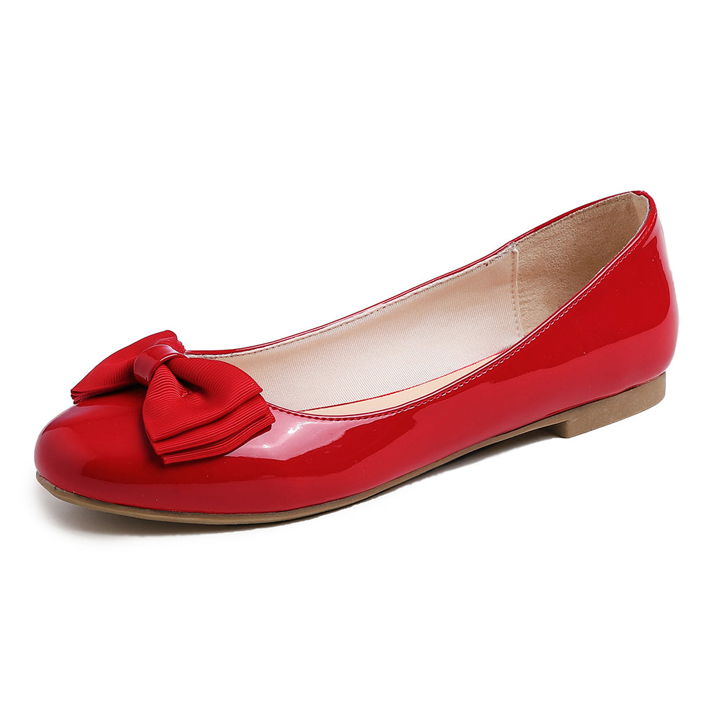Feversole Women's Round Toe Cute Bow Trim Ballet Flats