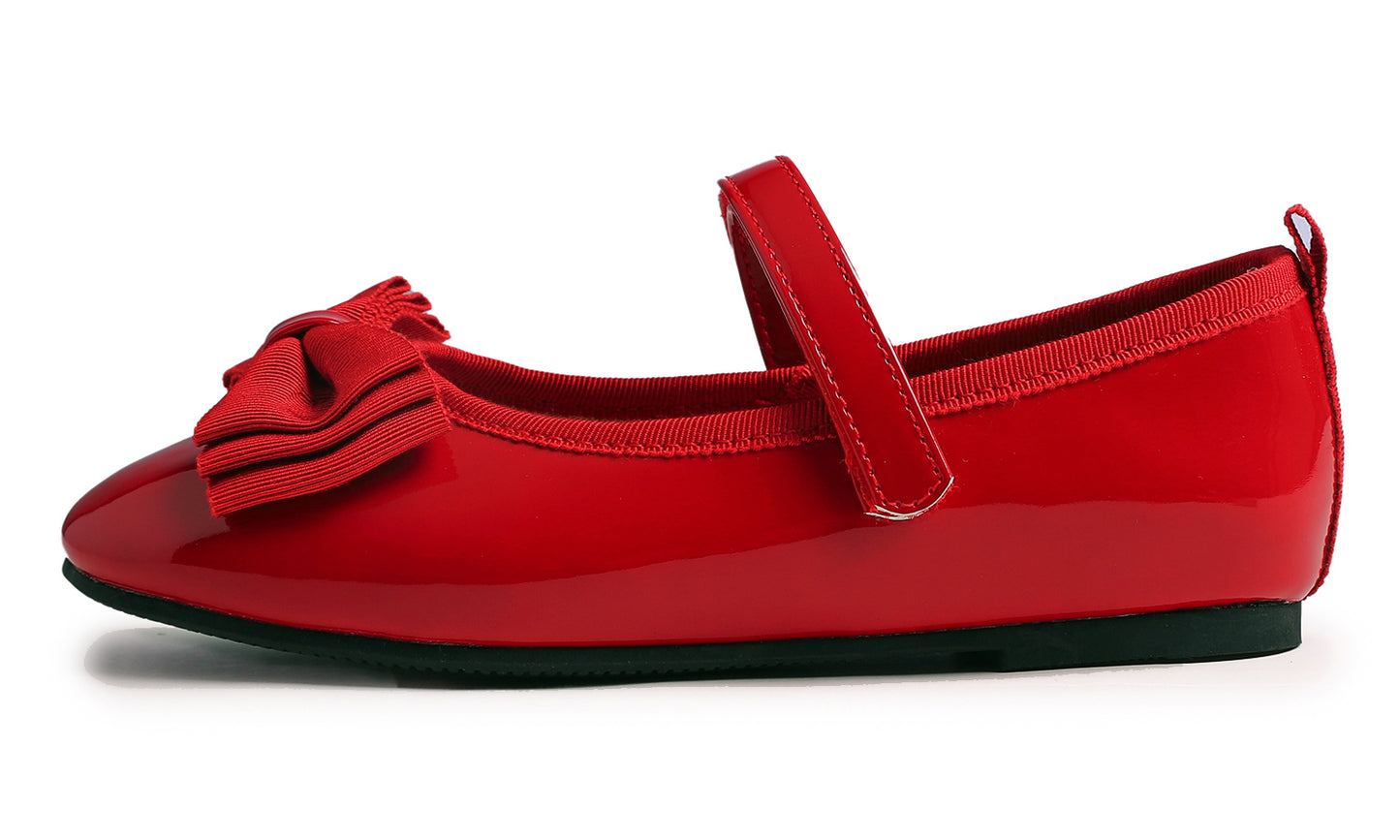 Feversole Girls Cute Dress Mary Jane Shoes Soft Party Holiday Ballet Bow Tie Patent Vegan Leather