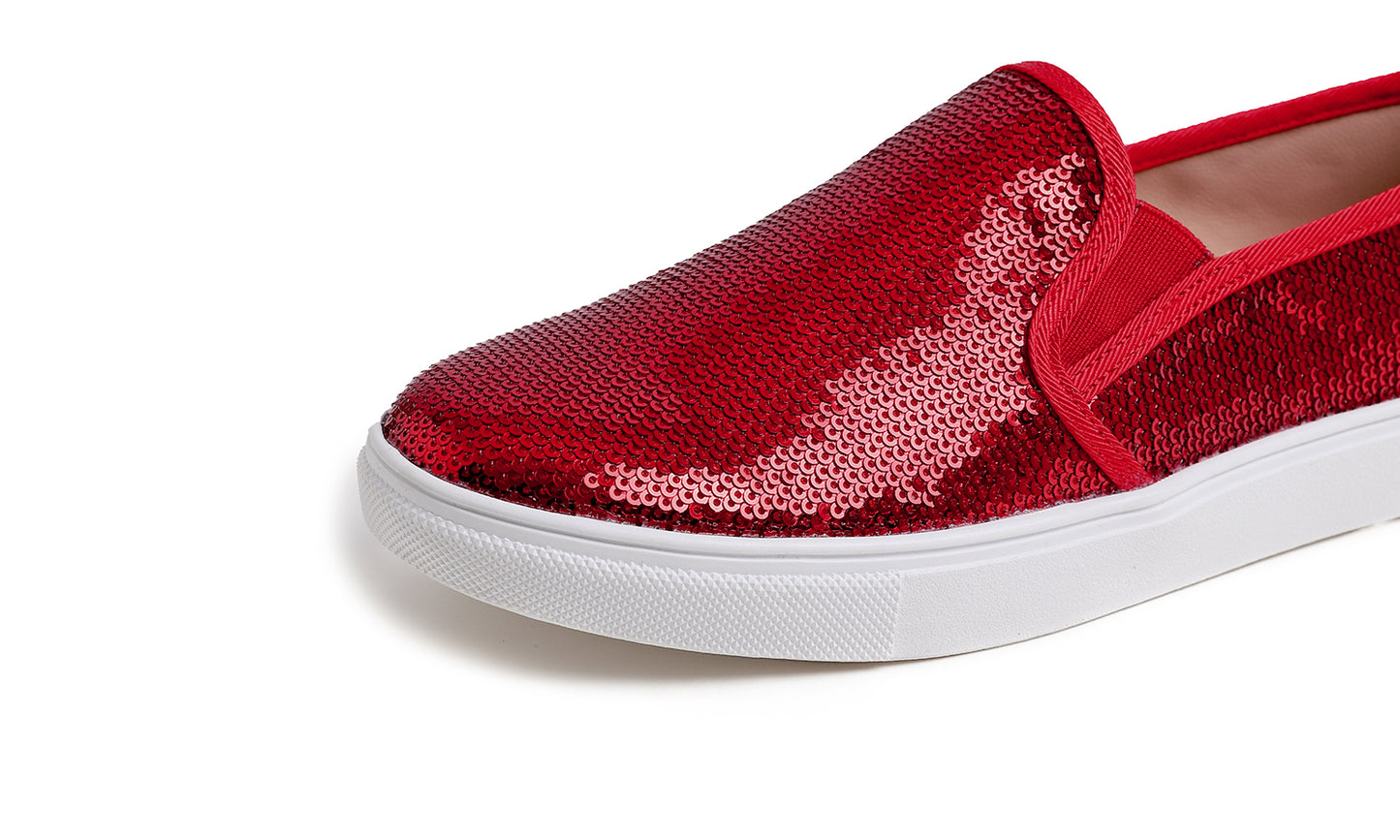 Feversole Women's Fashion Sparkle Sequin Embellished Sneaker Party Holiday Casual Shoes