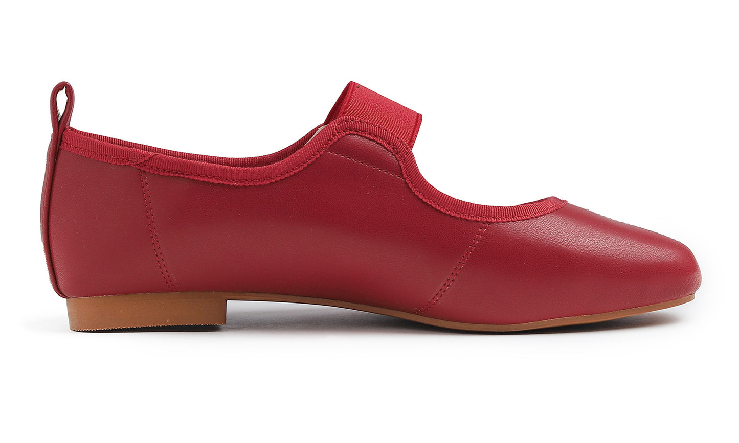 Feversole Women's Cushion Padded Comfort Square Toe Soft Mary Jane Dressy Elastic Strap Easy Slip on Work Office Flats Vegan Leather