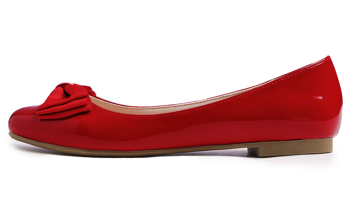 Feversole Women's Round Toe Cute Bow Trim Ballet Flats