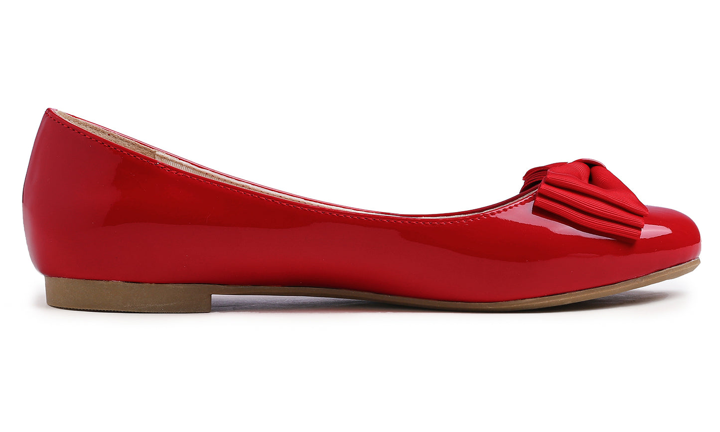 Feversole Women's Round Toe Cute Bow Trim Ballet Flats