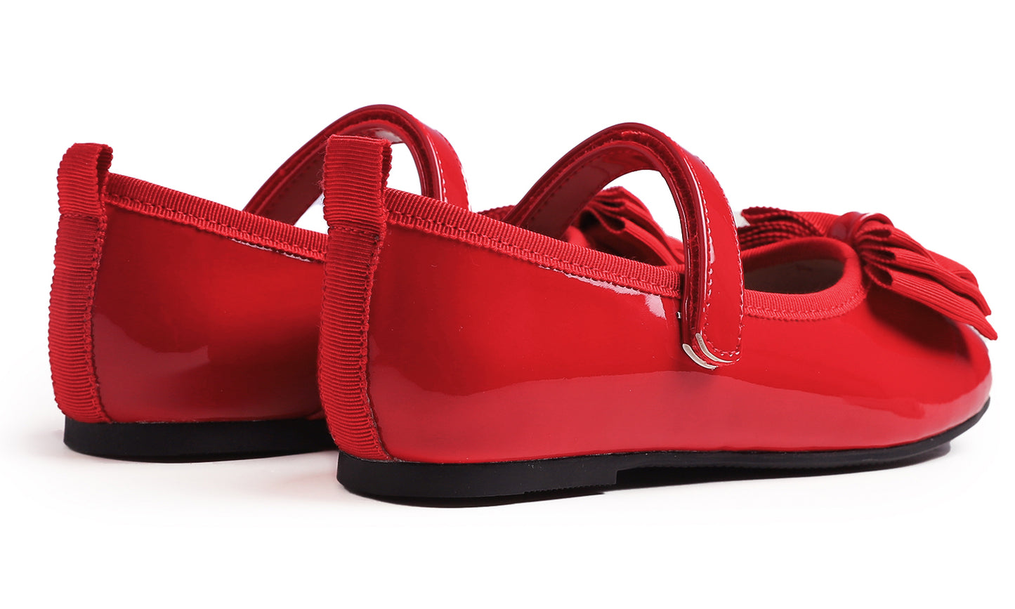 Feversole Girls Cute Dress Mary Jane Shoes Soft Party Holiday Ballet Bow Tie Patent Vegan Leather
