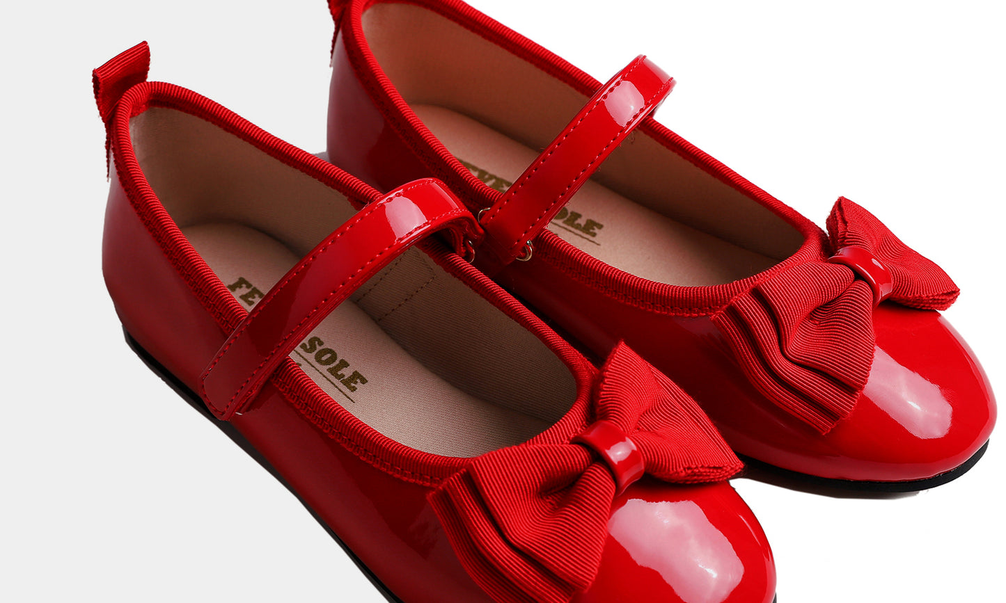 Feversole Girls Cute Dress Mary Jane Shoes Soft Party Holiday Ballet Bow Tie Patent Vegan Leather