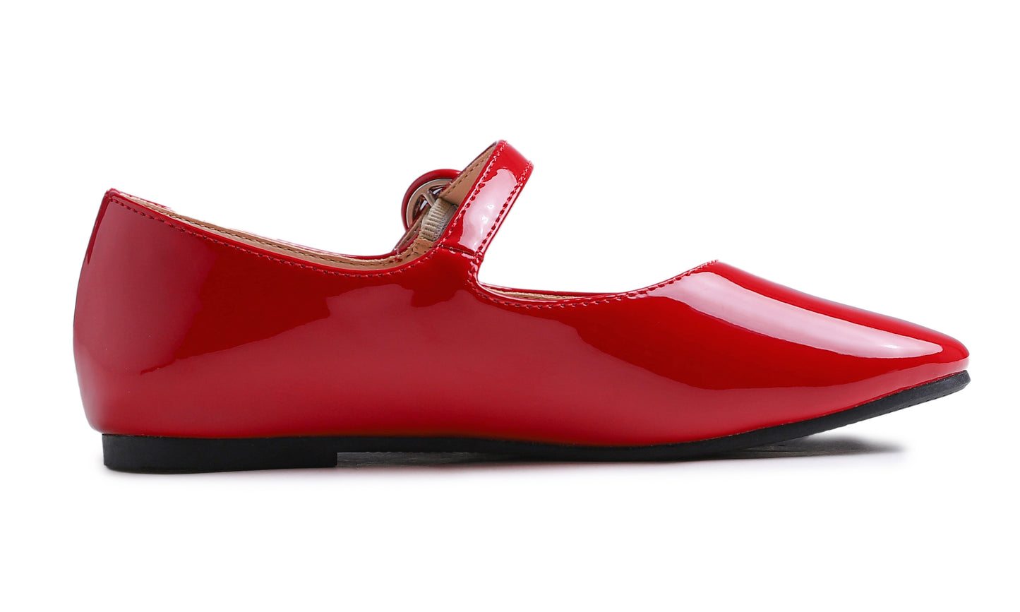 Feversole Girls Cute Dress Mary Jane Shoes Little Kids Casual Buckle Strap Flats Vegan Leather Patent Buckle