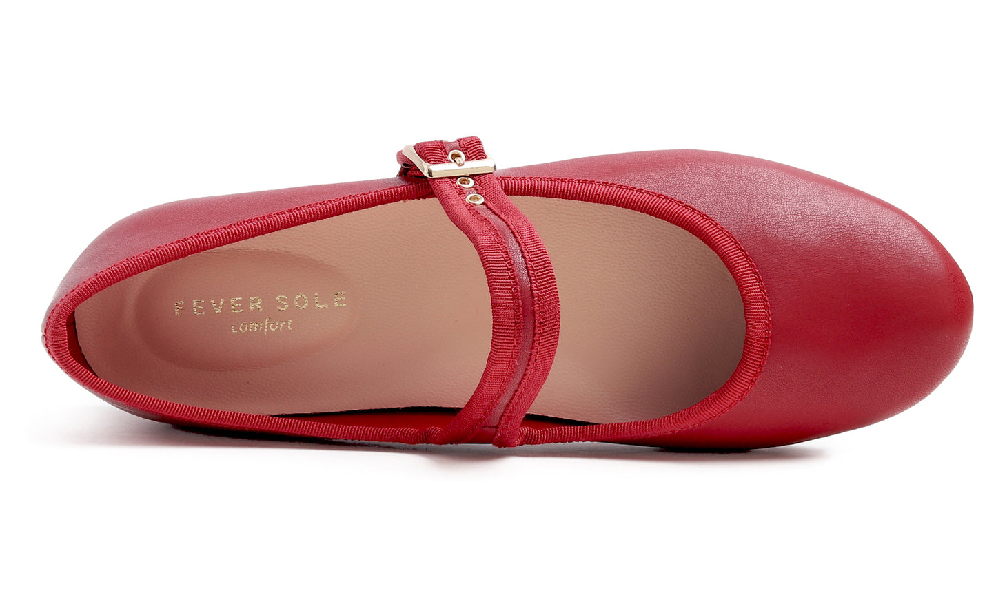 Feversole Women's Soft Cushion Extra Padded Comfort Round Toe Mary Jane Metal Buckle Fashion Ballet Flats Walking Shoes