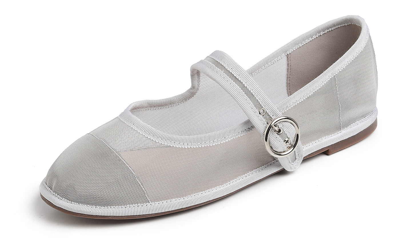 Fevrsole Women's Soft Breathable Mary Jane Memory Foam Cushioned Comfort Round Toe Metal Buckle Flats Walking Shoes