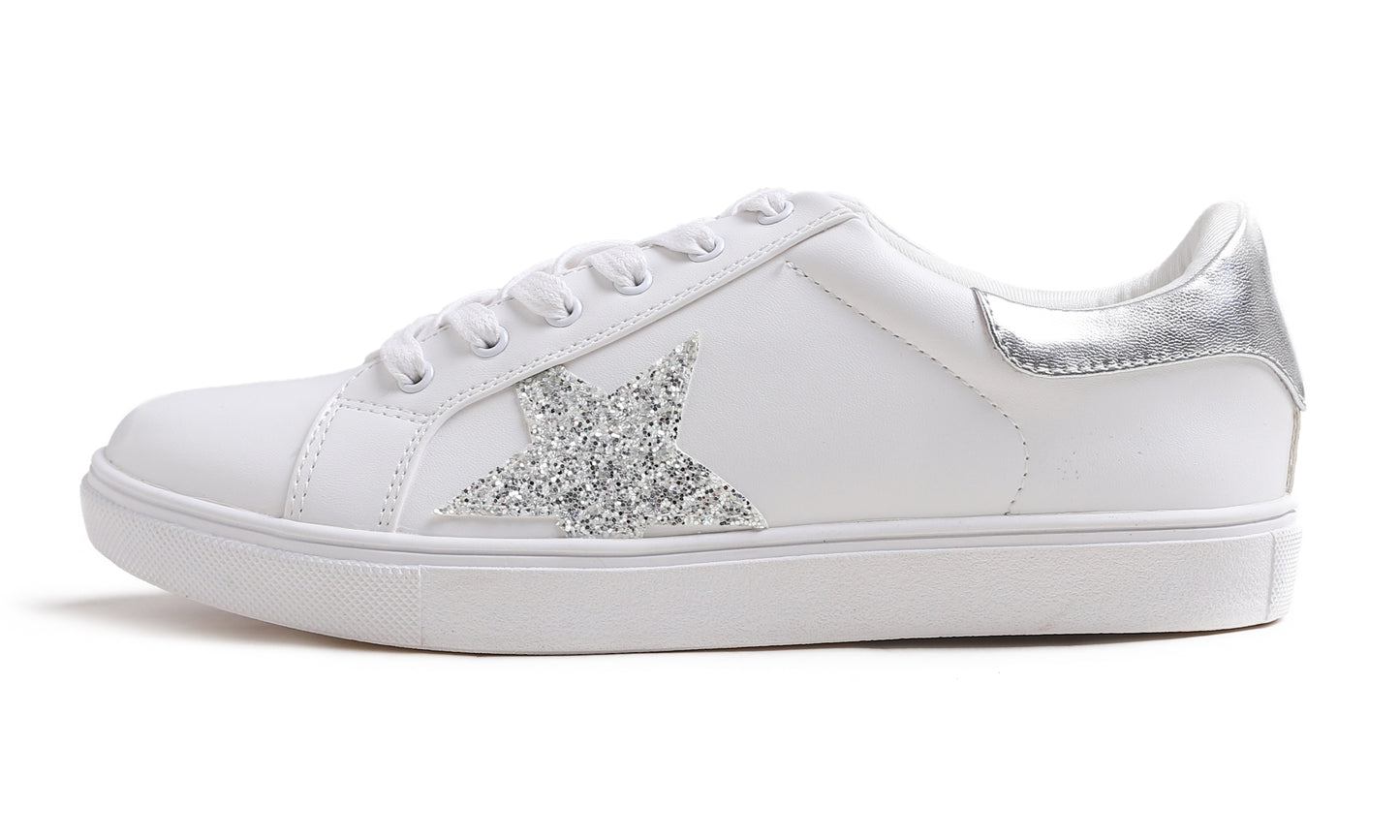 Feversole Women's Featured PU Leather Colorful Lace Up Sneaker Star