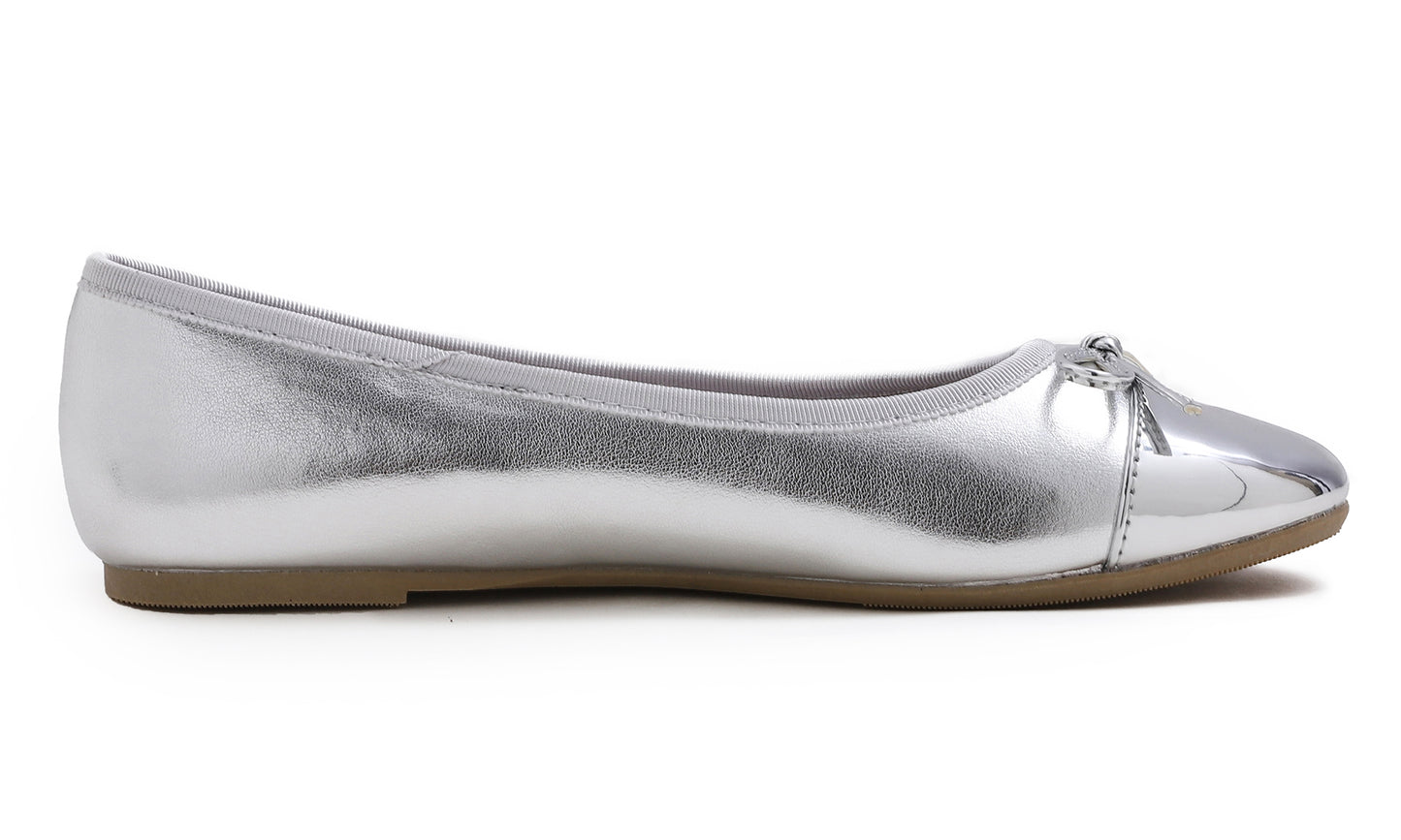 Feversole Women's Bow Tie Fashion Dress Slip On Shoes Round Toe Ballet Flat Patent Toe Cap