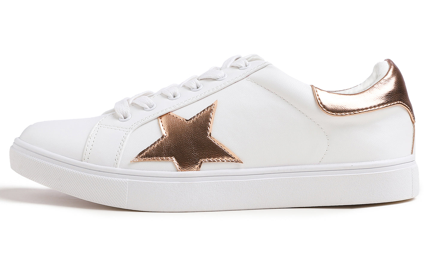 Feversole Women's Featured PU Leather Colorful Lace Up Sneaker Star