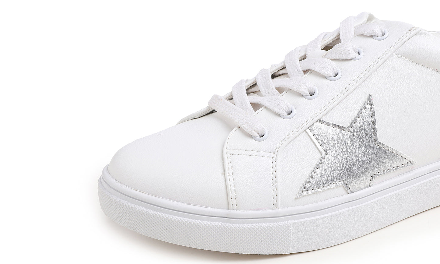 Feversole Women's Featured PU Leather Colorful Lace Up Sneaker Star