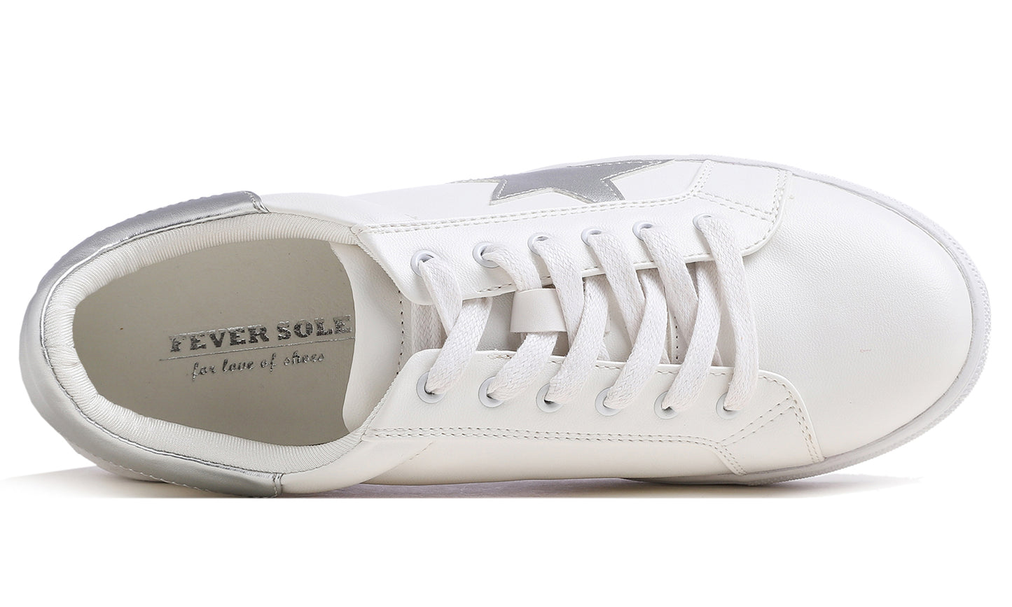 Feversole Women's Featured PU Leather Colorful Lace Up Sneaker Star