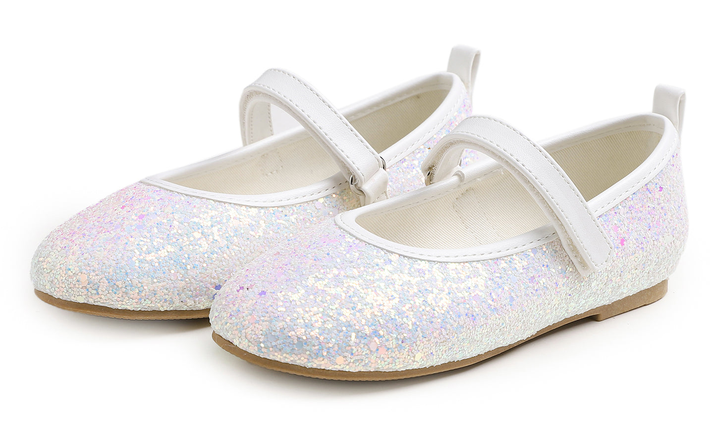 Feversole Girls Cute Dress Mary Jane Shoes Soft Party Holiday Ballet Flats Glitter