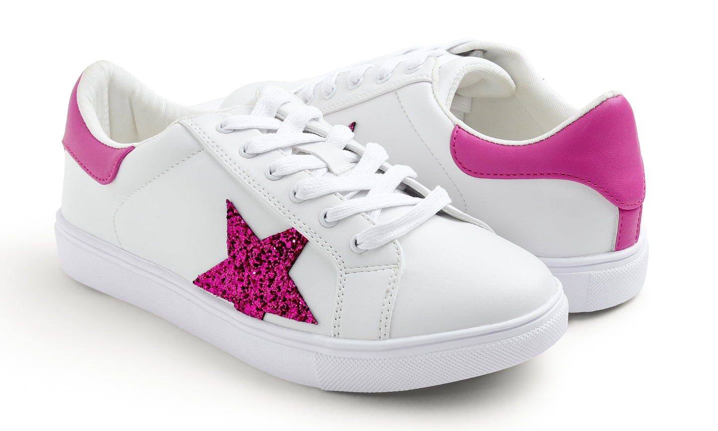 Feversole Women's Featured PU Leather Colorful Lace Up Sneaker Star