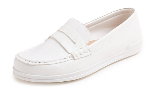 Feversole Comfort Women's Leather Daily Loafer Driving Flats Flexible Walking Boat Shoes Vegan Leather