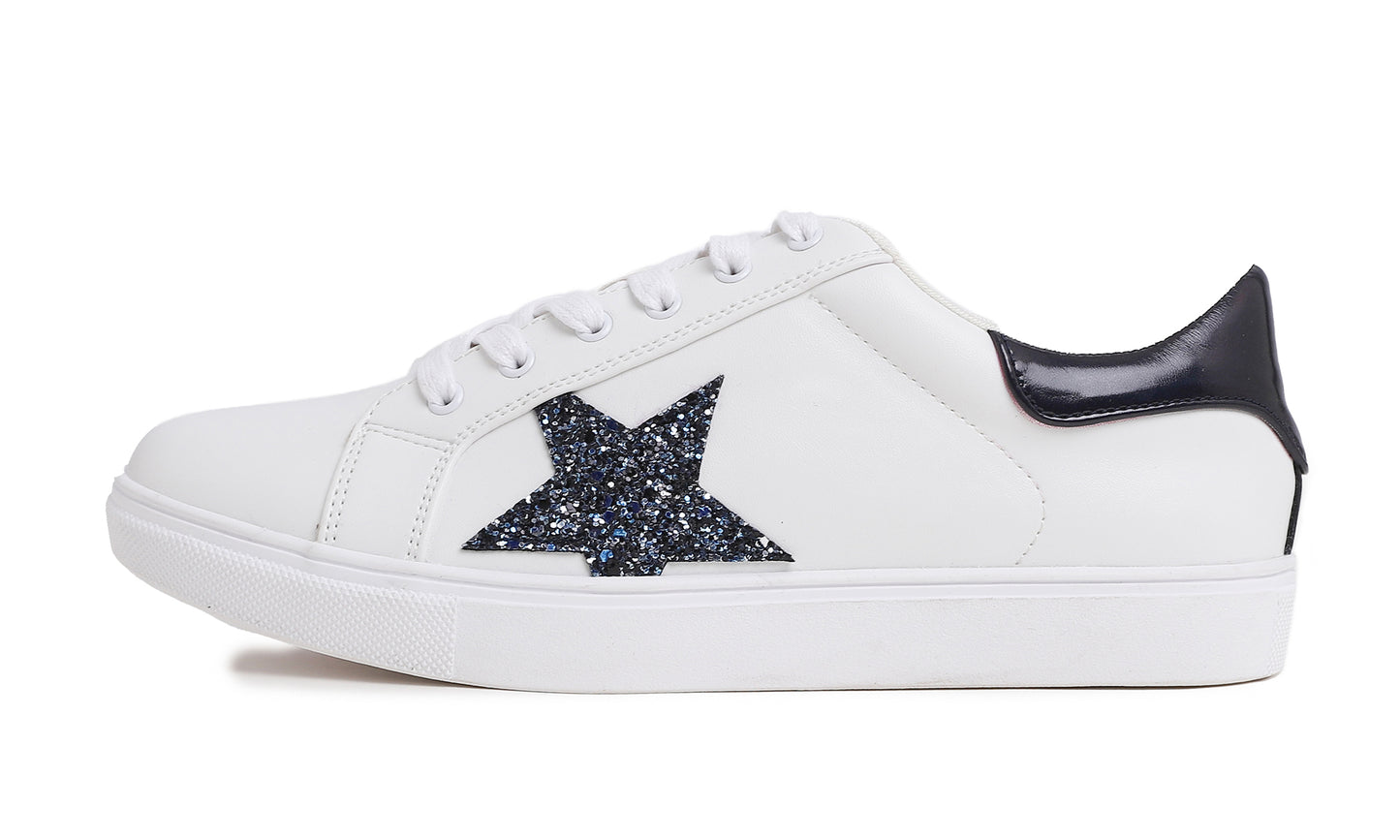 Feversole Women's Featured PU Leather Colorful Lace Up Sneaker Star