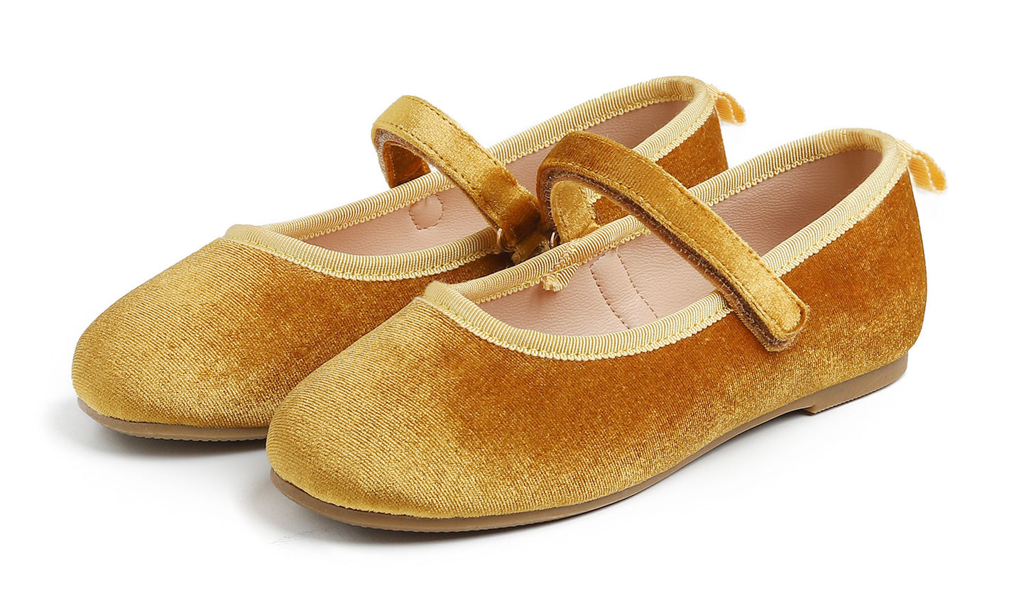 Feversole Girls Cute Dress Mary Jane Shoes Soft Party Holiday Ballet Flats Velvet