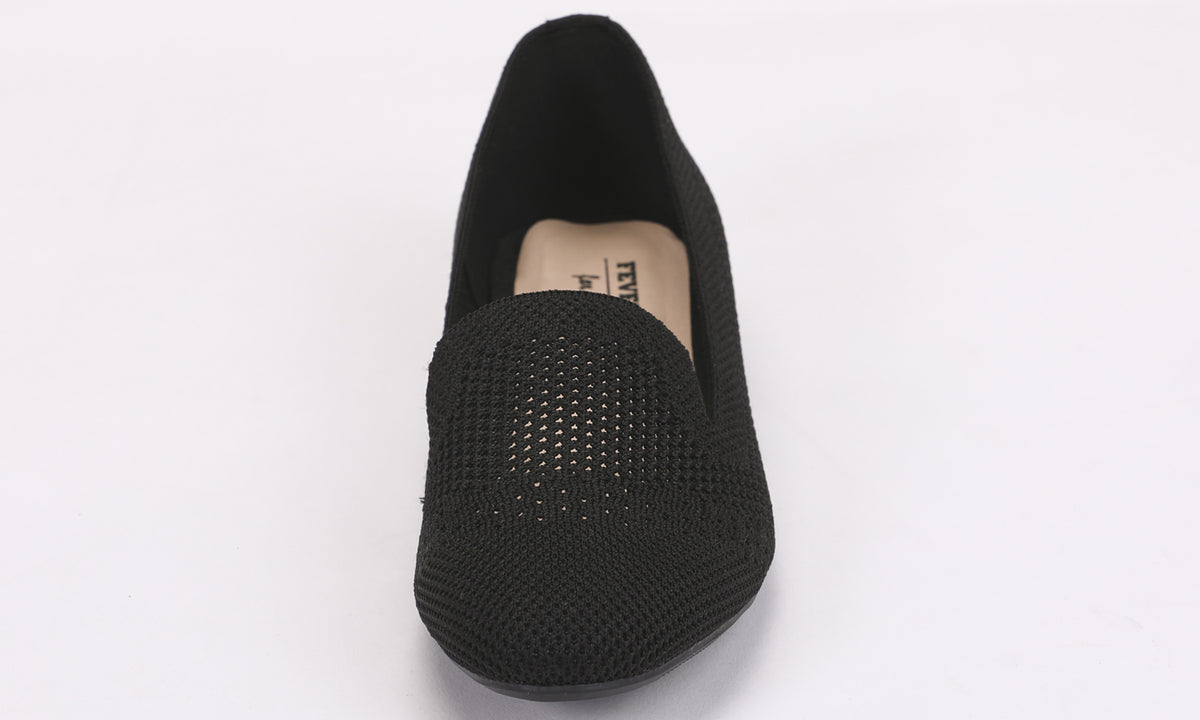 Feversole Womens Woven Fashion Breathable Knit Flat Shoes Black Loafe 8089