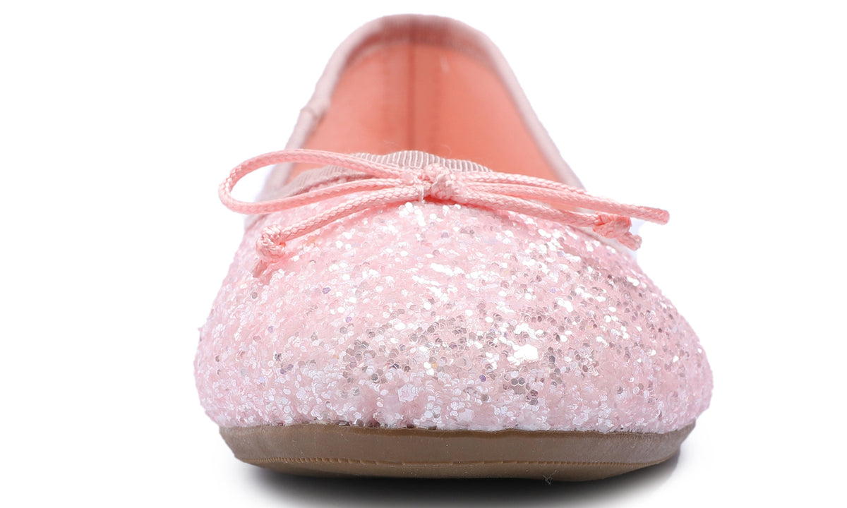 Feversole Women's Sparkle Memory Foam Cushioned Colorful Shiny Ballet Flats  Glitter Baby Pink