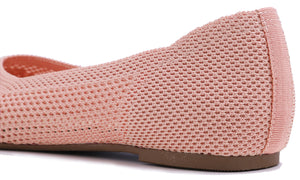 Feversole Women's Woven Fashion Breathable Knit Flat Shoes Light Pink Ballet