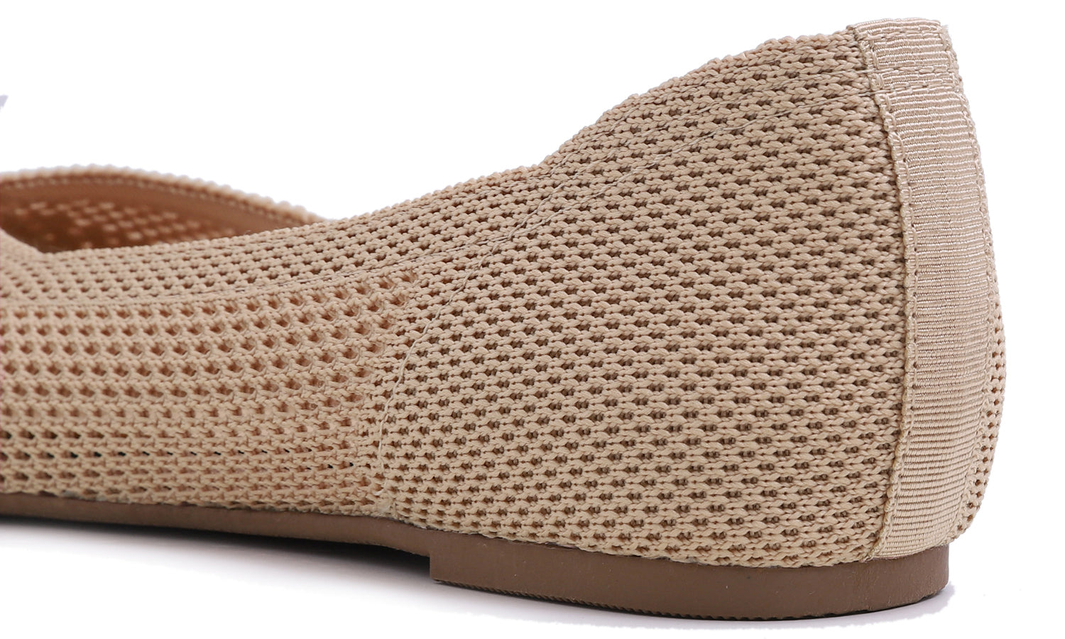 Feversole Women's Woven Fashion Breathable Knit Flat Shoes Nude Color Ballet