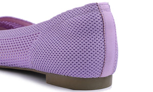 Feversole Women's Woven Fashion Breathable Knit Flat Shoes Pointed Purple