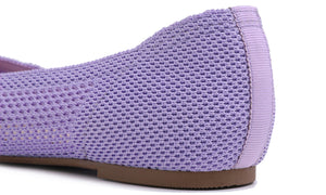 Feversole Women's Woven Fashion Breathable Knit Flat Shoes Lavender Purple Ballet