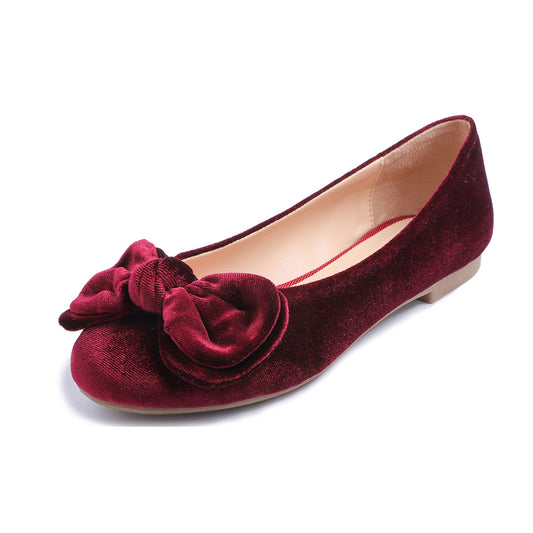 Feversole Women's Round Toe Cute Bow Trim Ballet Flats