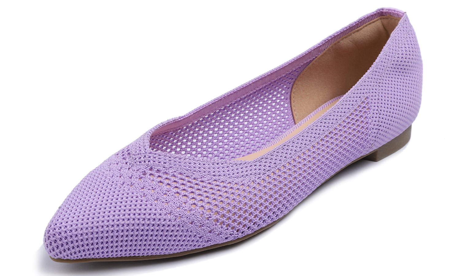 Feversole Women's Woven Fashion Breathable Knit Flat Shoes Pointed Purple