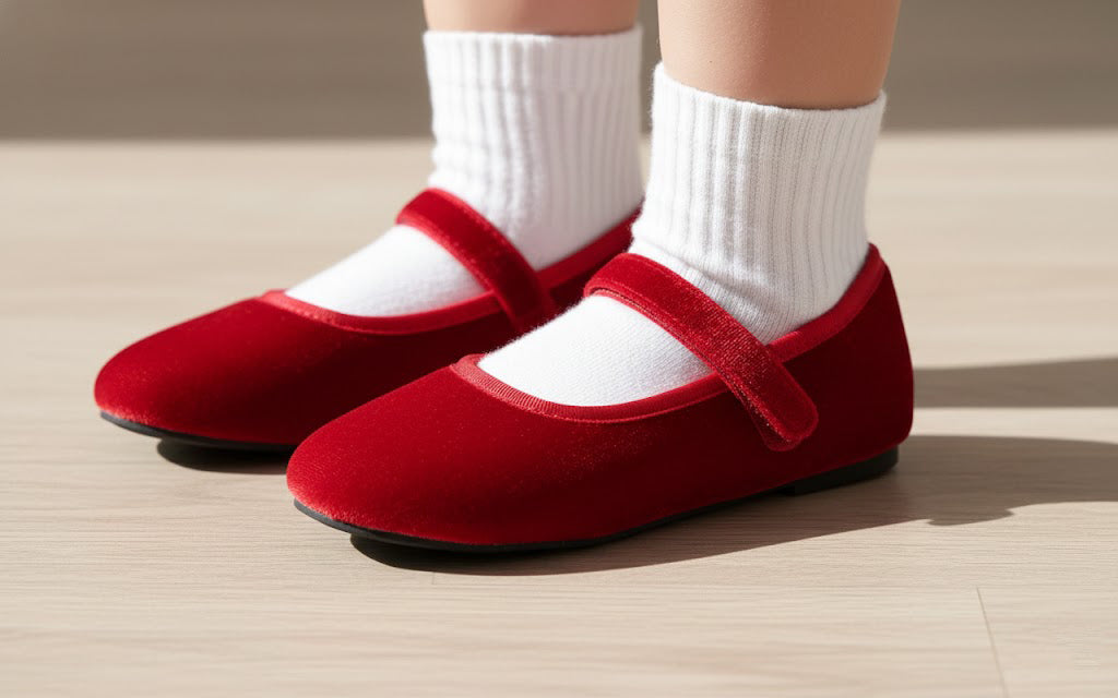 Feversole Girls Cute Dress Mary Jane Shoes Soft Party Holiday Ballet Flats Velvet